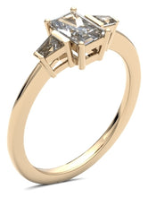 Load image into Gallery viewer, Trilogy Diamond Engagement Ring with Emerald and Trapeze Cut Diamonds.

