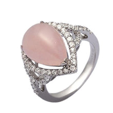 Load image into Gallery viewer, Silver Rose Quartz and Cubic Zirconia Dress Ring