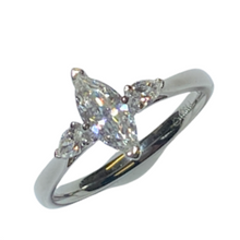 Load image into Gallery viewer, Platinum 0.72ct Marquise and Pear Shaped Diamond Three Stone Ring