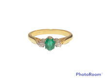 Load image into Gallery viewer, 18ct Gold Emerald and Diamond Trilogy Ring