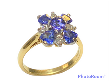 Load image into Gallery viewer, 18ct Gold Tanzanite and Diamond Cluster Ring
