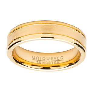 Gold Plated Tungsten Carbide Ring with Matt and Polished Finish