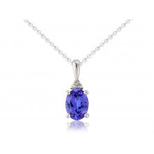 Load image into Gallery viewer, 9CT White Gold Oval Tanzanite & Diamond Necklace