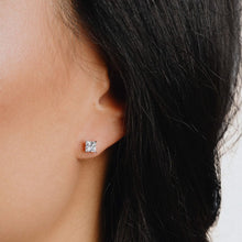 Load image into Gallery viewer, Silver and Cubic Zirconia Diamonfire Princess Cut Studs