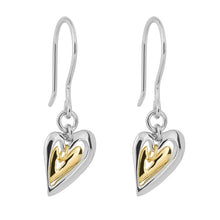 Load image into Gallery viewer, Fiorelli Two Colour Organic Layered Heart Drop Earrings
