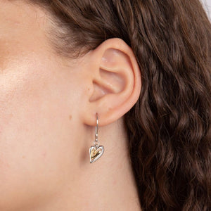 Fiorelli Two Colour Organic Layered Heart Drop Earrings