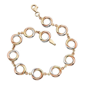 9ct Gold Triple Colour Circle Link Bracelet