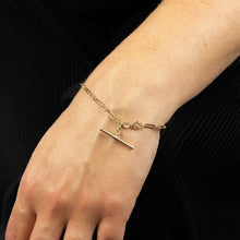 Load image into Gallery viewer, 9ct Gold T-bar Figaro Link Bracelet