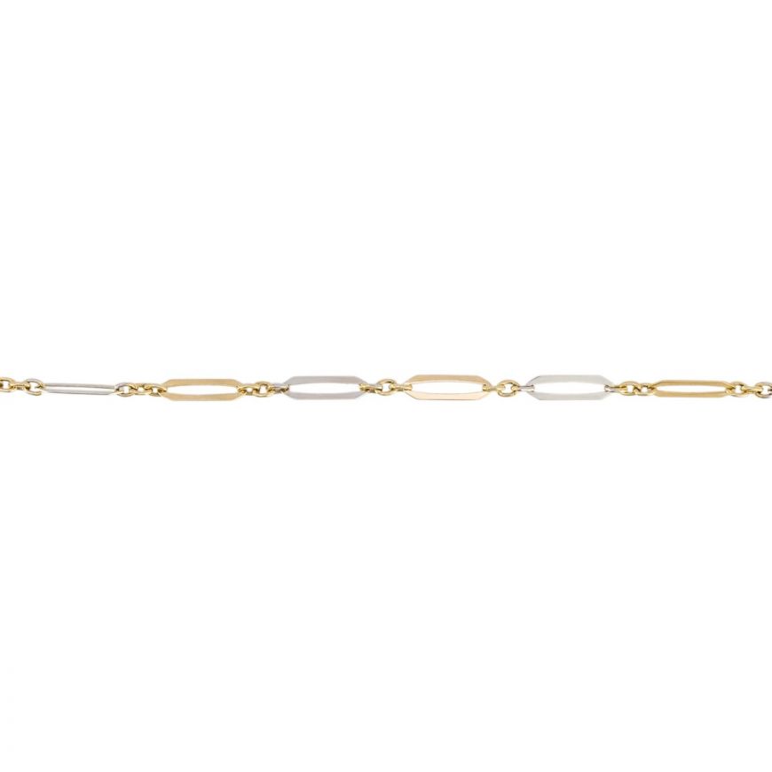 9ct Yellow and White Gold Elongated Link Bracelet