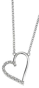 9CT White Gold Open Diamond Heart Necklace