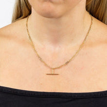 Load image into Gallery viewer, 9ct Gold T-Bar Figaro Necklace
