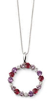 Load image into Gallery viewer, 9ct White Gold Amethyst, Garnet &amp; Diamond Circle Pendant &amp; Chain

