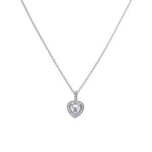Diamonfire Silver and Cubic Zirconia Pave Heart Pendant