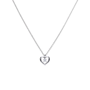 Diamonfire Sterling Silver Open Heart Necklace with Cubic Zirconia
