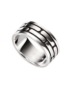 Silver 8.5mm Wide Patterned Ring