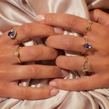 Load image into Gallery viewer, 9ct Gold Amethyst and Diamond Organic Shaped Ring