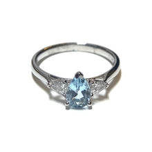 Load image into Gallery viewer, 9ct White Gold Topaz and Pear Cut Diamond Ring