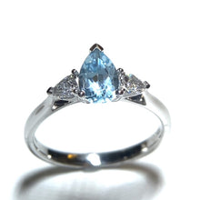 Load image into Gallery viewer, 9ct White Gold Topaz and Pear Cut Diamond Ring