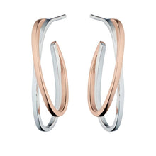 Load image into Gallery viewer, Fiorelli Rose Gold and Silver Cross Over Hoop Earrings
