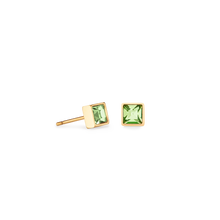 Load image into Gallery viewer, Coeur De Lion Brilliant Square Earrings  Light Green Gold
