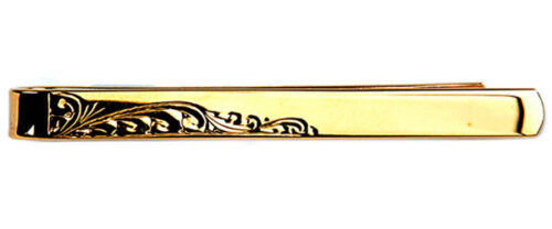 Engraved leaf design gold cloured tie slide.