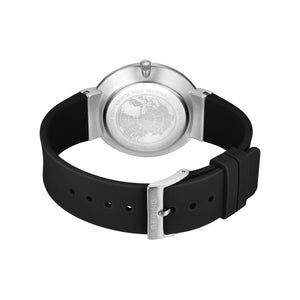 Bering watch - Unisex Polished Steel On Black Silicone Strap