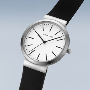 Bering watch - Unisex Polished Steel On Black Silicone Strap