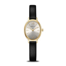 Load image into Gallery viewer, Bering Watch - Ladies Oval Gold Plate on Black Leather
