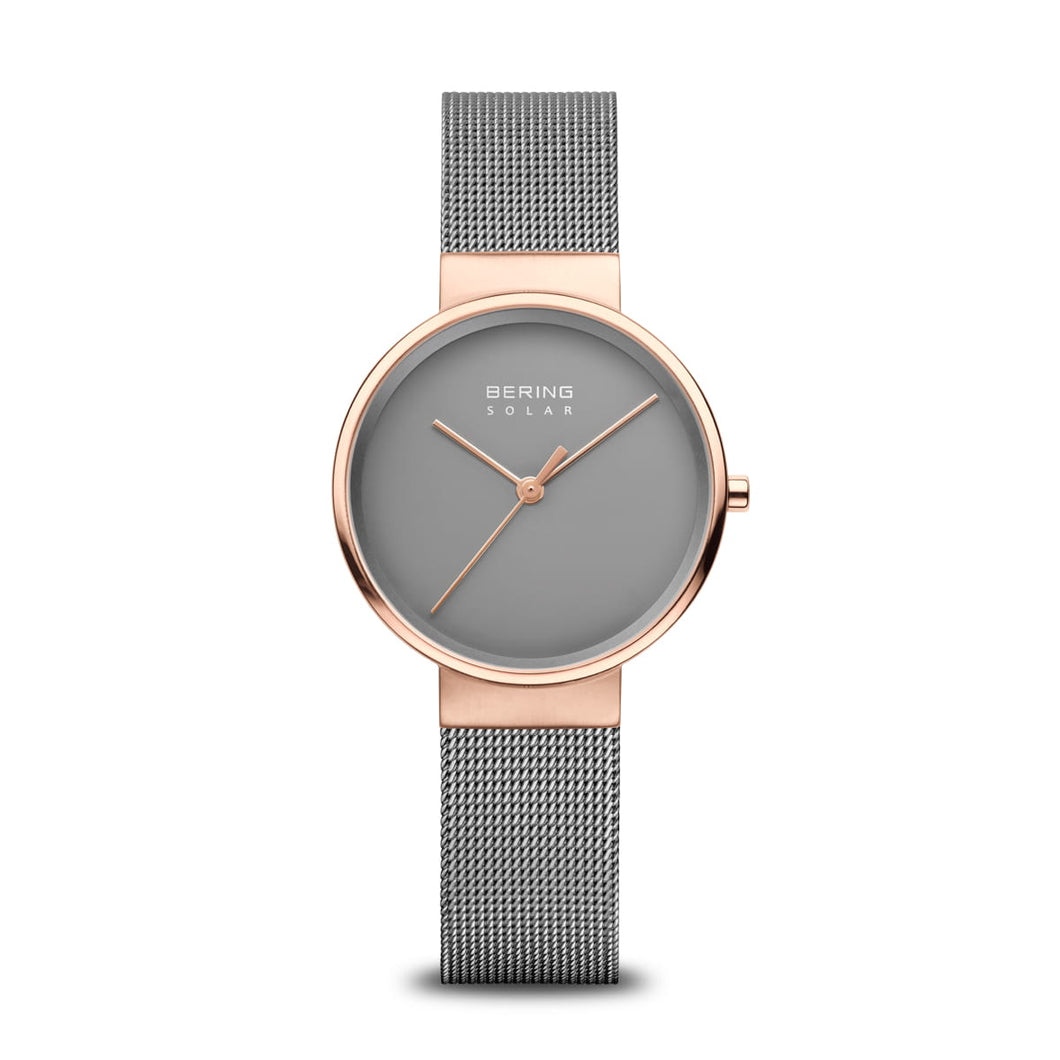 Bering Ladies Solar Rose Gold Ladies Watch