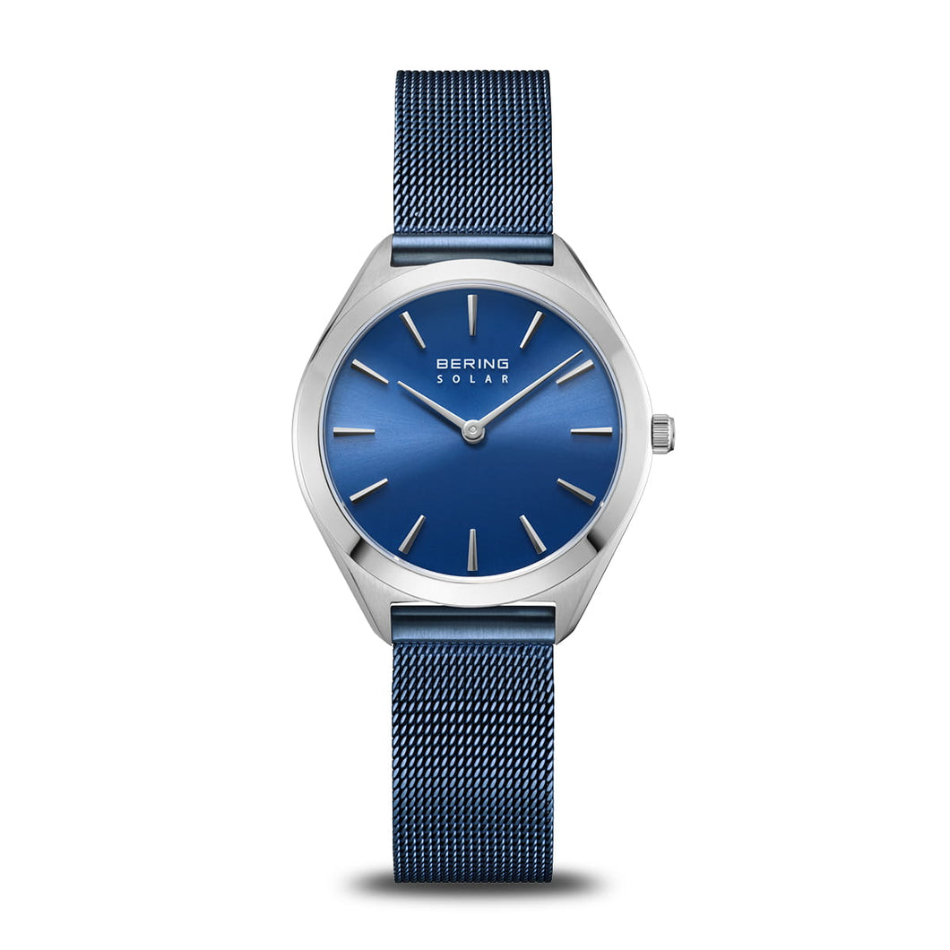 Bering Ladies Blue Mesh Strap Solar Watch