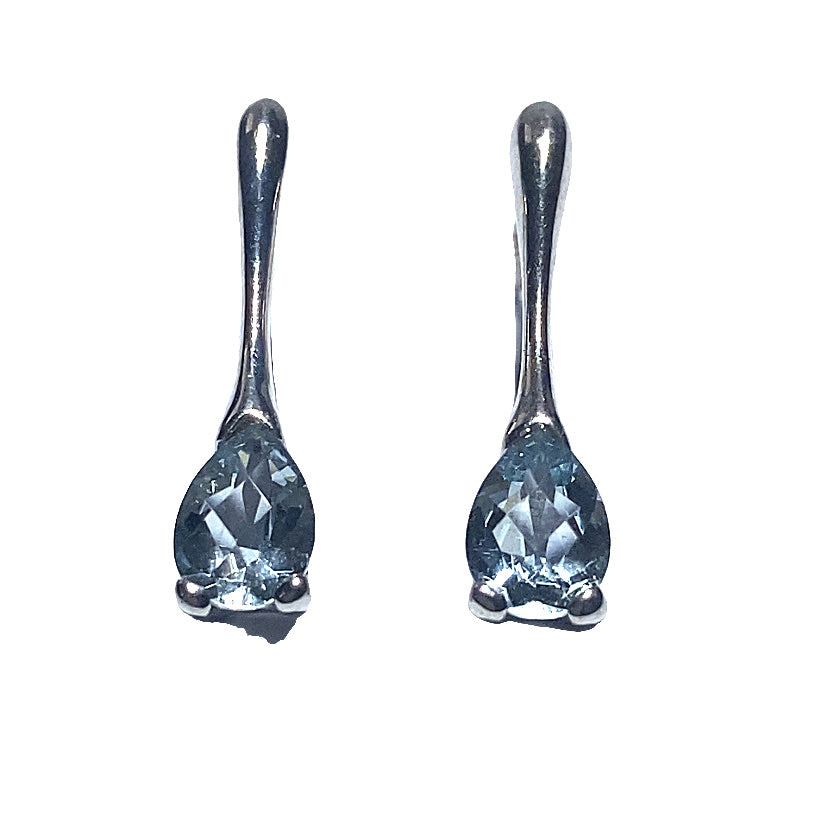 9ct White Gold Aquamarine Drop Earrings