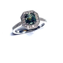 Load image into Gallery viewer, 18ct White Gold Teal Sapphire and Diamond Ring
