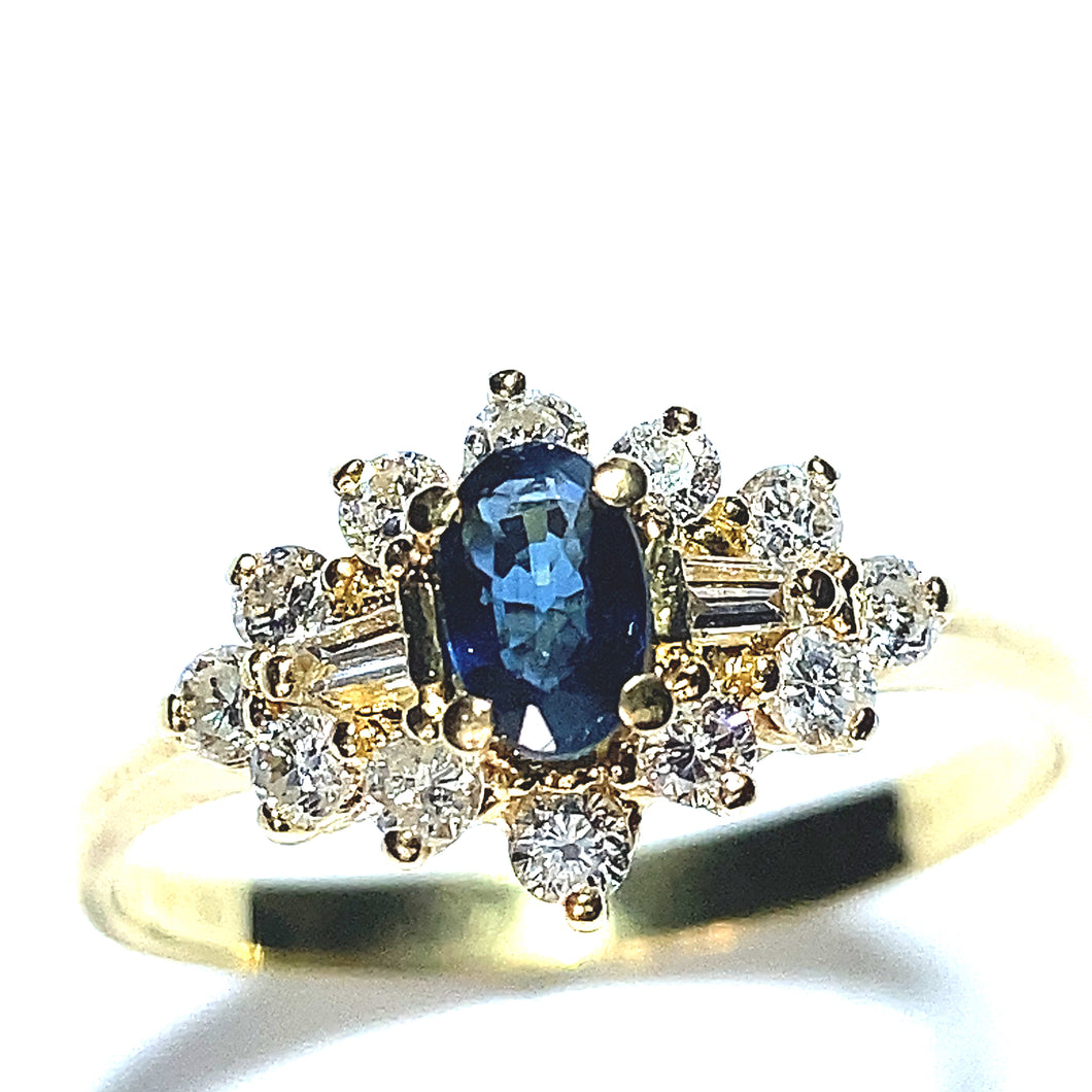 Secondhand Sapphire and Diamond Cluster Ring