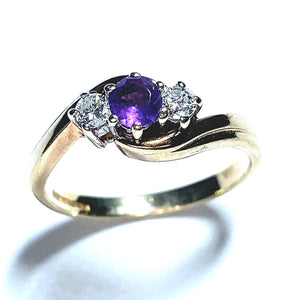 Secondhand Amethyst and Diamond Twist Ring