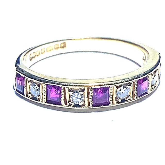 Secondhand Diamond and Ruby Eternity Band
