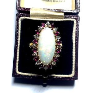 Secondhand Opal, Ruby and Diamond Ring