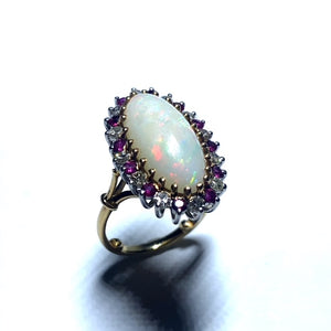 Secondhand Opal, Ruby and Diamond Ring
