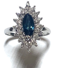 Load image into Gallery viewer, Secondhand Sapphire and Diamond Marquise Cluster Ring
