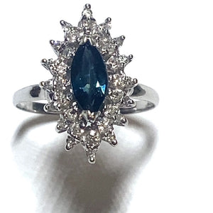 Secondhand Sapphire and Diamond Marquise Cluster Ring