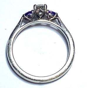 Secondhand Oval Diamond and Amethyst Ring