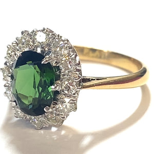 Secondhand Green Tourmaline and Diamond Ring