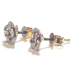 Secondhand 9ct Gold Diamond Flower Stud Earrings