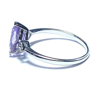 9ct White Gold Pear Cut Amethyst and Diamond Ring