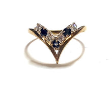 Load image into Gallery viewer, Secondhand Sapphire and Cubic Zirconia Wishbone Ring
