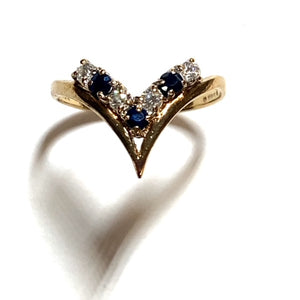 Secondhand Sapphire and Cubic Zirconia Wishbone Ring