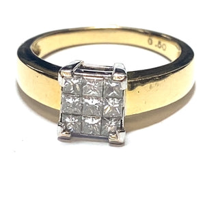 Secondhand Princess Cut Diamond Cluster Ring