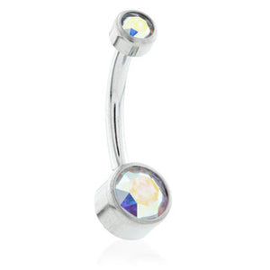 Titanium Rainbow Crystal Navel Bar