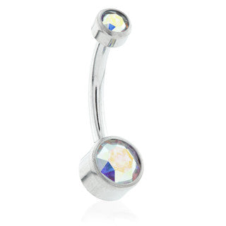 Titanium Rainbow Crystal Navel Bar