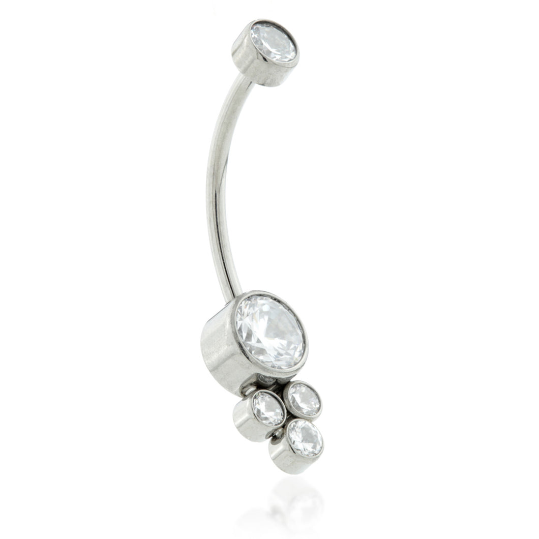 Titanium Multi Crystal Navel Bar