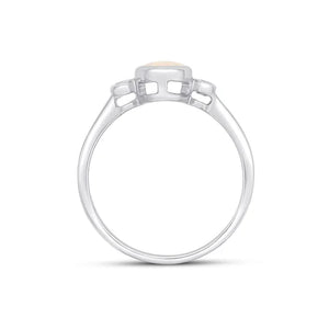 9ct White Gold Opal and Diamond Ring